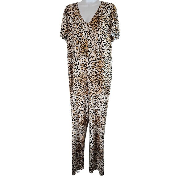 Annalee + Hope Animal leopard Print Jumpsuit Romper Size L Large Pants Outfit - Picture 1 of 8